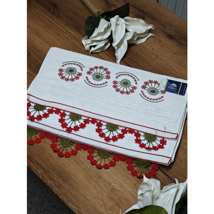 Sırma Home Nakışlı 6lı Çiçekli Model İğne Oyalı Havlu Seti