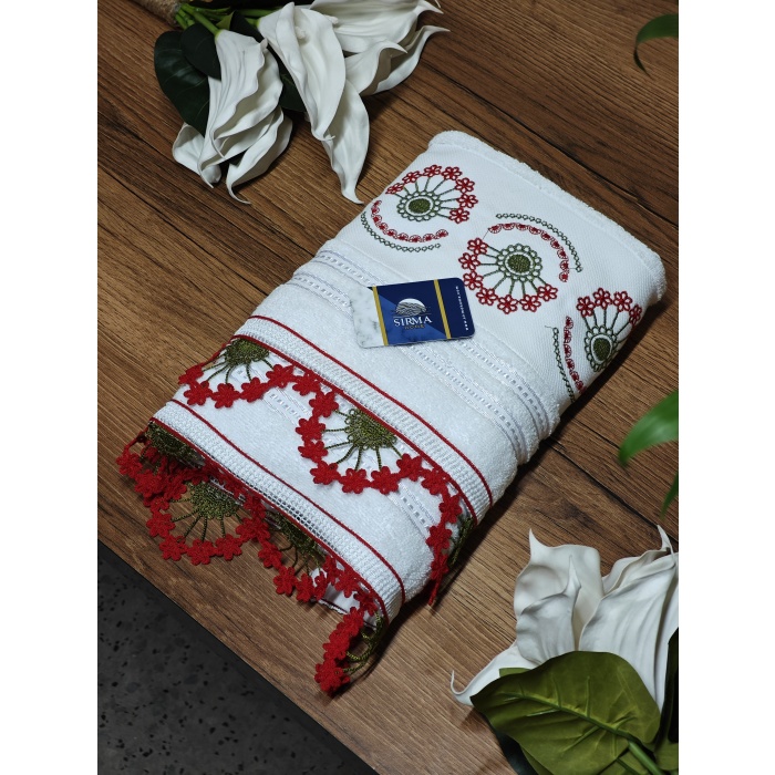 Sırma Home Nakışlı 6lı Çiçekli Model İğne Oyalı Havlu Seti