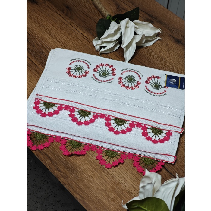 Sırma Home Nakışlı 6lı Çiçekli Model İğne Oyalı Havlu Seti