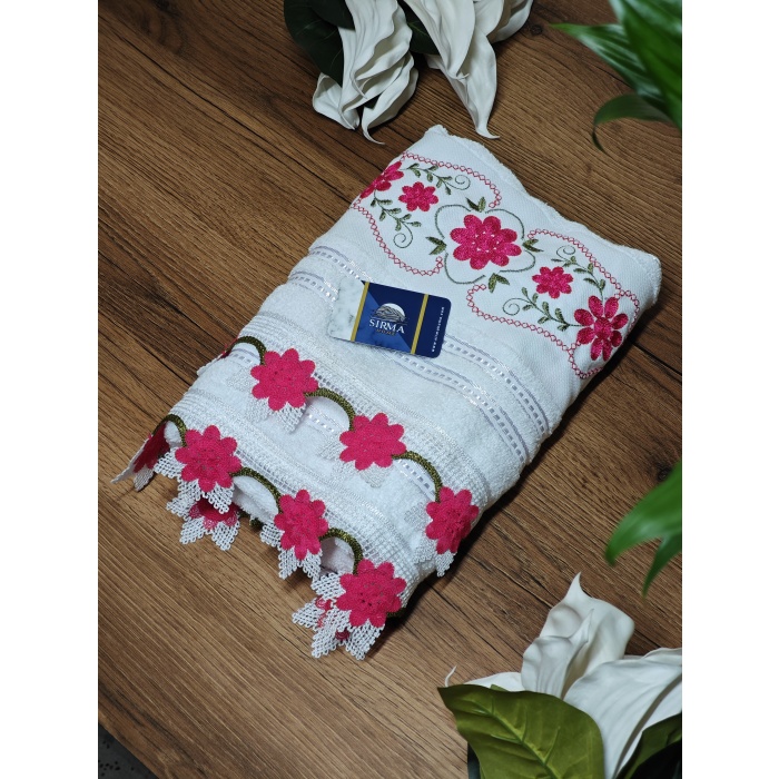Sırma Home Nakışlı 6lı Papatya Model İğne Oyalı Havlu Seti