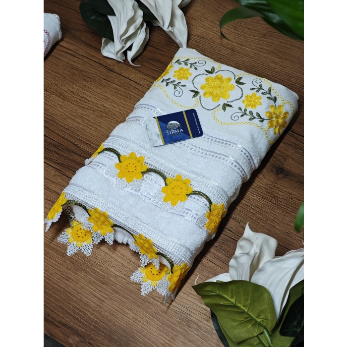 Sırma Home Nakışlı 6lı Papatya Model İğne Oyalı Havlu Seti