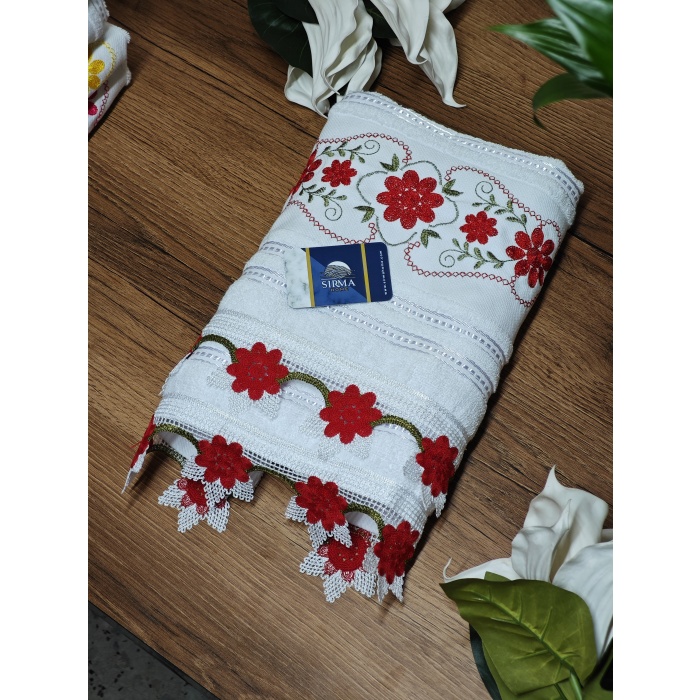 Sırma Home Nakışlı 6lı Papatya Model İğne Oyalı Havlu Seti