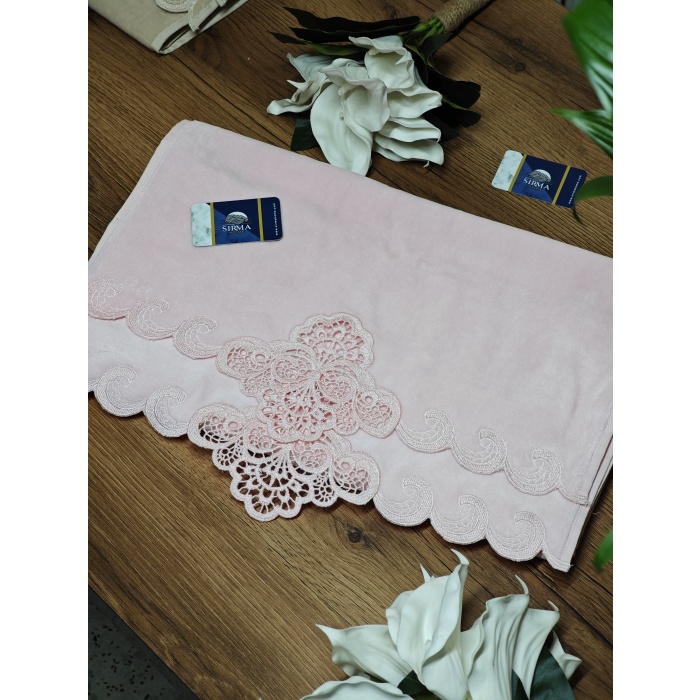Arliva Sedef Nakışlı El&Yüz Havlusu-PEMBE