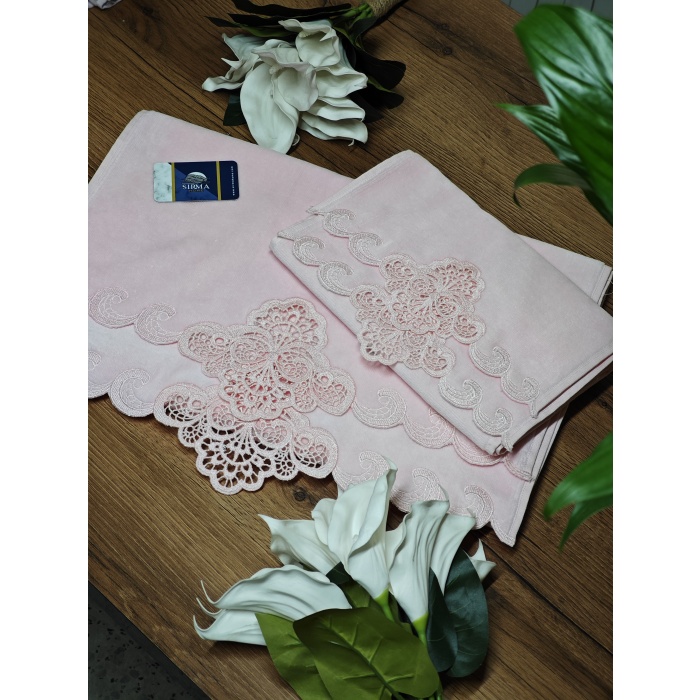 Arliva Sedef Analı Kızlı havlu Seti-PEMBE