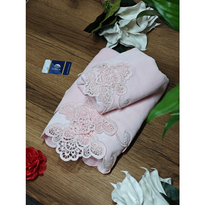 Arliva Sedef Analı Kızlı havlu Seti-PEMBE