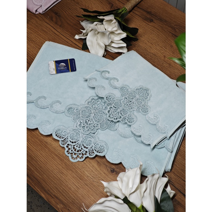 Arliva Sedef Analı Kızlı havlu Seti-MAVİ