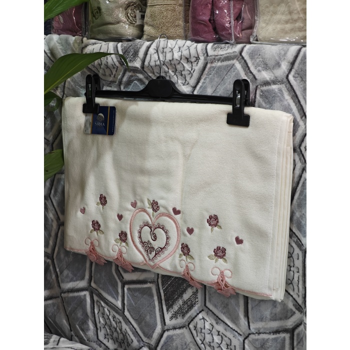 Sırma Home Kalpli Küpeli Nakışlı 6lı El&Yüz Havlu Seti
