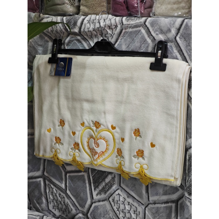 Sırma Home Kalpli Küpeli Nakışlı 6lı El&Yüz Havlu Seti