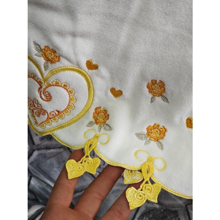 Sırma Home Kalpli Küpeli Nakışlı 6lı El&Yüz Havlu Seti