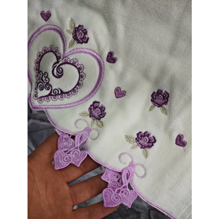 Sırma Home Kalpli Küpeli Nakışlı 6lı El&Yüz Havlu Seti