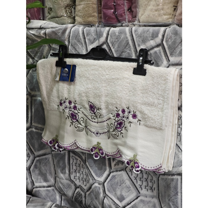 Sırma Home Küpeli Nakışlı 6lı El&Yüz Havlu Seti