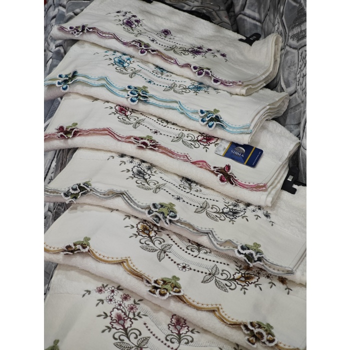 Sırma Home Küpeli Nakışlı 6lı El&Yüz Havlu Seti