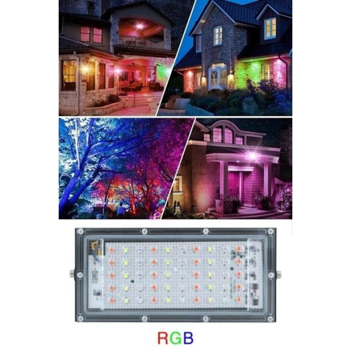 EÇB Kumandalı Led Işık Dış Cephe Aydınlatması Çok Renkli RGB Led Panel Işık PartiLed Aydınlatma