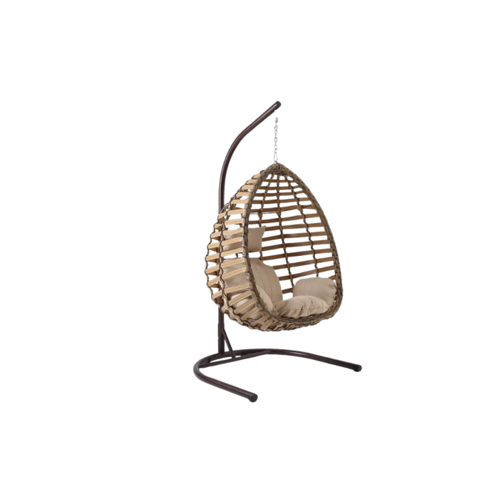 Capri Swing Gümbet Rattan Bahçe Balkon Salıncağı (Açık Kahve)