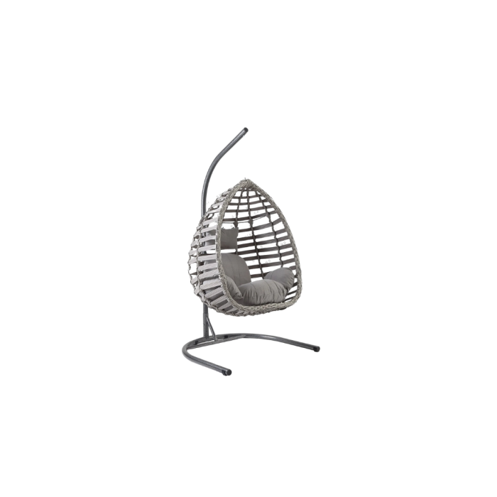 Capri Swing Gümbet Rattan Bahçe Balkon Salıncağı (Gri)