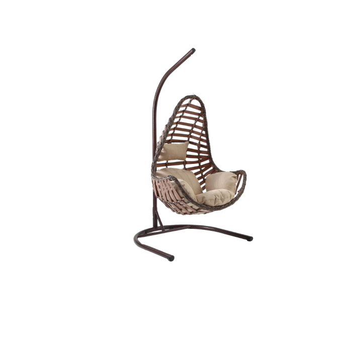 Capri Swing Milas Rattan Bahçe Balkon Salıncağı(Kahve)