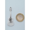 Gitar Gümüş Kaplama Deri İp Kolye