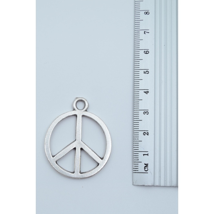 Peace Barış İşareti Gümüş Kaplama Örme Zincir Kolye