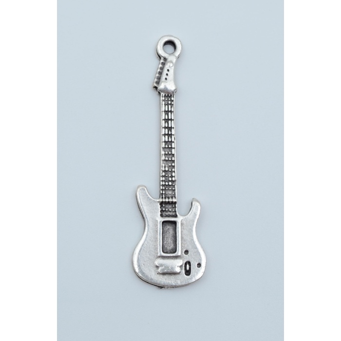 Elektro Gitar Gümüş Kaplama Kolye Ucu