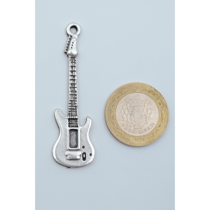 Elektro Gitar Gümüş Kaplama Kolye Ucu