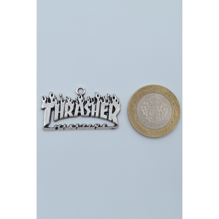 Thrasher Magazine Gümüş Kaplama Kolye Ucu
