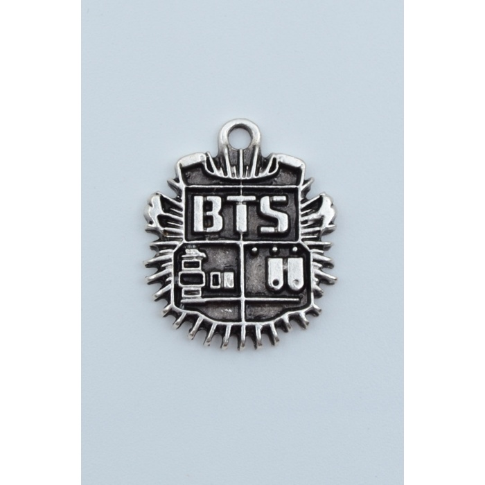Minimal BTS Army Gümüş Kaplama Kolye Ucu