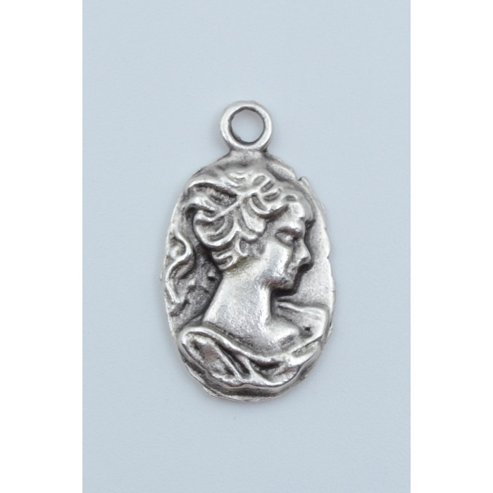 Vintage Cameo Gümüş Kaplama Kolye Ucu