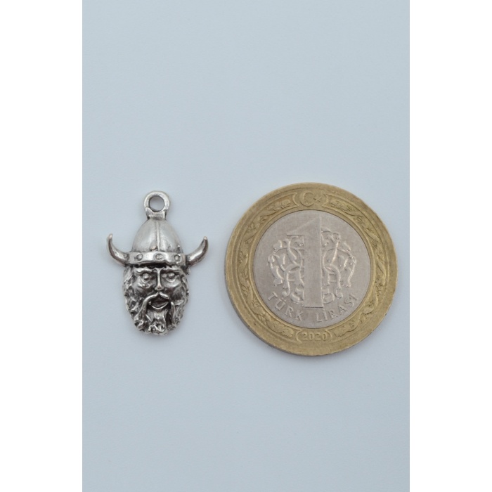 Minimal Viking Savaşçı Gümüş Kaplama Kolye Ucu