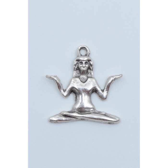 Minimal Yoga Gümüş Kaplama Kolye Ucu