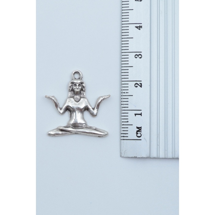 Minimal Yoga Gümüş Kaplama Kolye Ucu