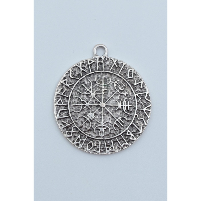 Vegvisir Viking Pusulası Gümüş Kaplama Kolye Ucu