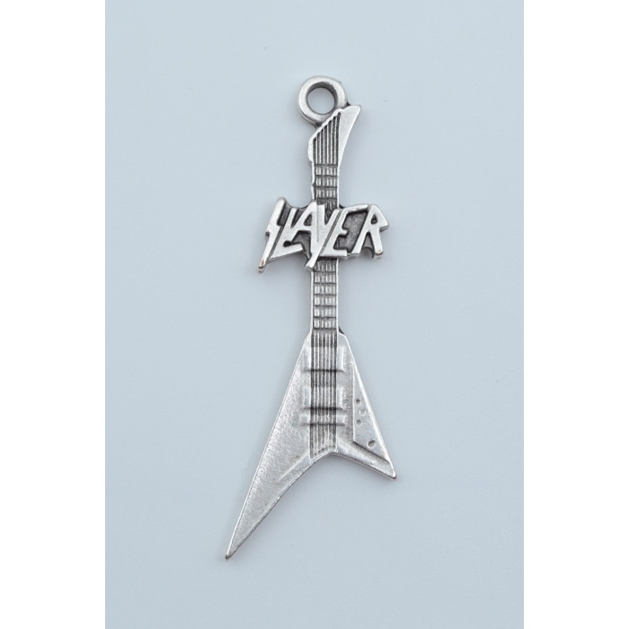 Slayer Elektro Gitar Gümüş Kaplama Kolye Ucu