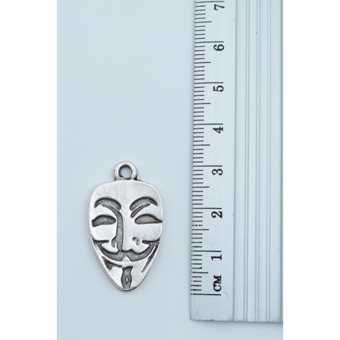 V For Vendetta Gümüş Kaplama Deri İp Kolye