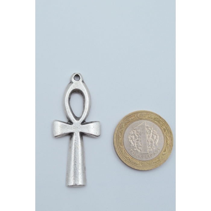 Nilin Anahtarı - Ankh Anahtarı Gümüş Kaplama Deri İp Kolye