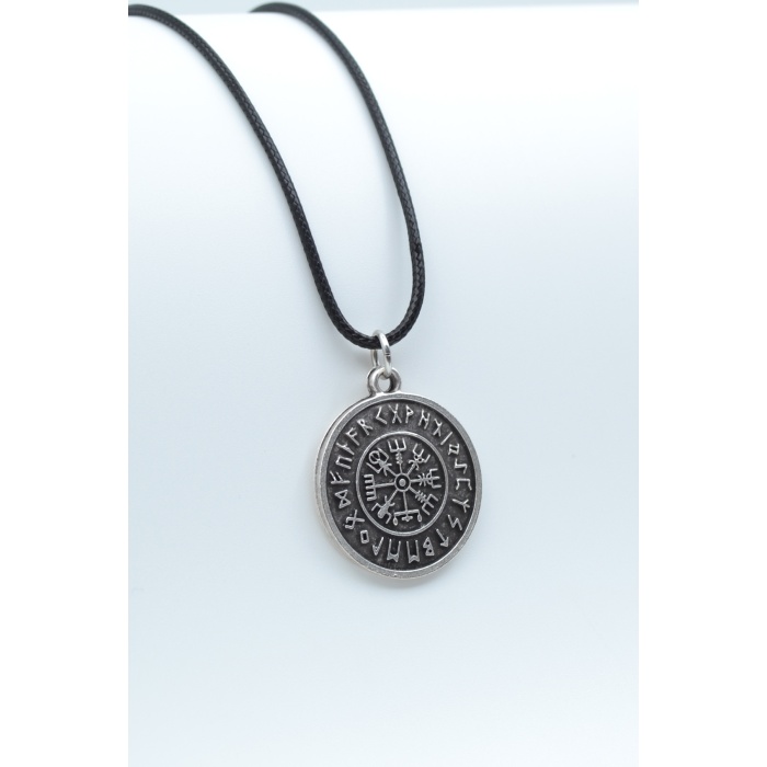 Vegvisir Viking Pusula Kolye Deri İp