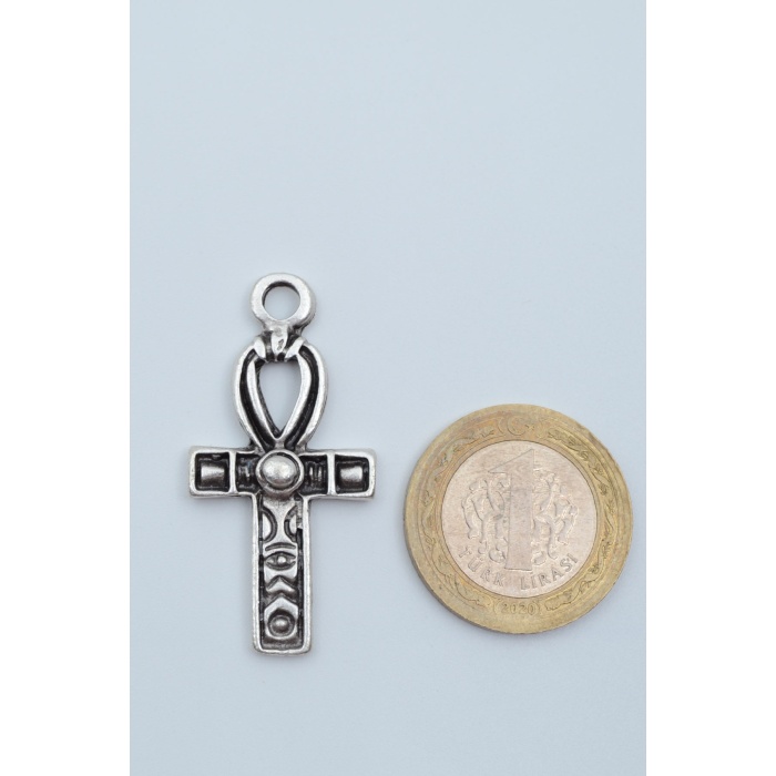 Ankh Anahtarı - Nilin Anahtarı Gümüş Kaplama Deri İp Kolye
