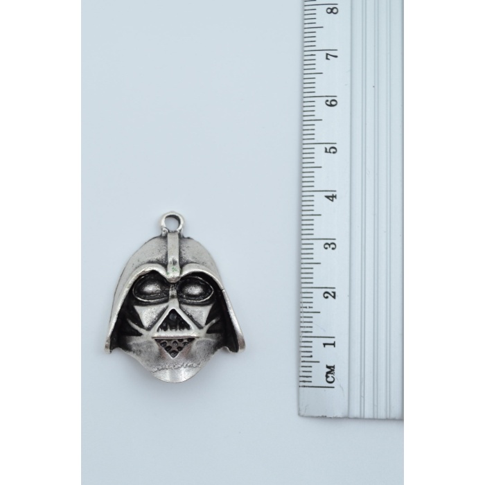 Star Wars - Darth Vader Gümüş Kaplama Deri İp Kolye