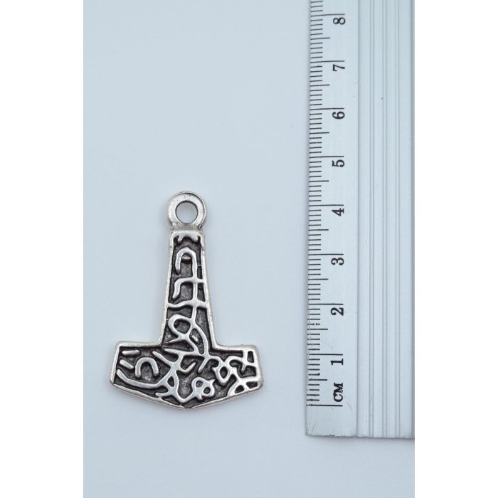 Thor Mjollnir Hammer Gümüş Kaplama Deri İp Kolye