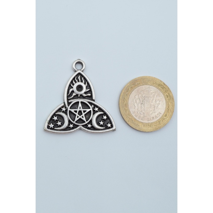 Triquetra Gümüş Kaplama Deri İp Kolye