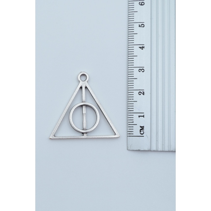 Harry Potter Ölüm Yadigarları Üçgen Gümüş Kaplama Deri İp Kolye