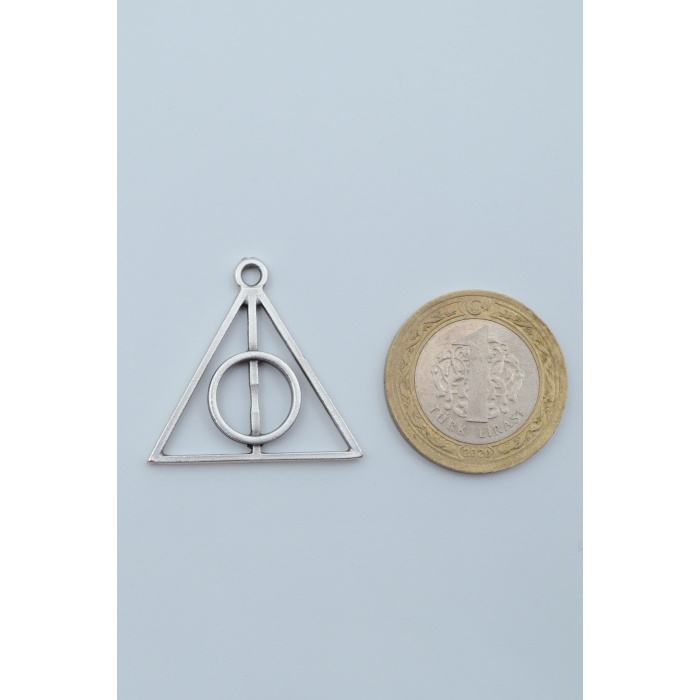Harry Potter Ölüm Yadigarları Üçgen Gümüş Kaplama Deri İp Kolye