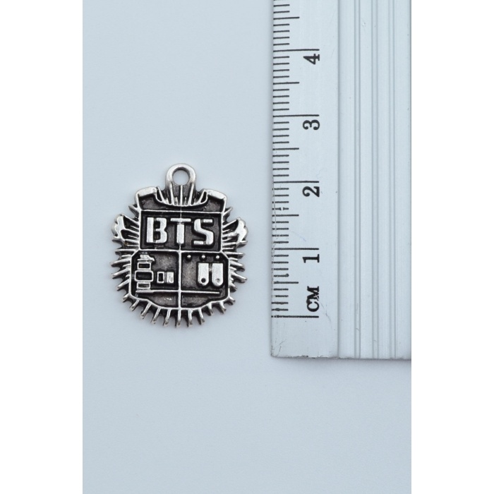 Minimal BTS Army Gümüş Kaplama Deri İp Kolye