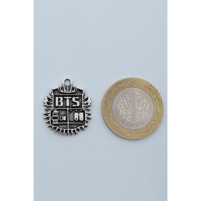 Minimal BTS Army Gümüş Kaplama Deri İp Kolye