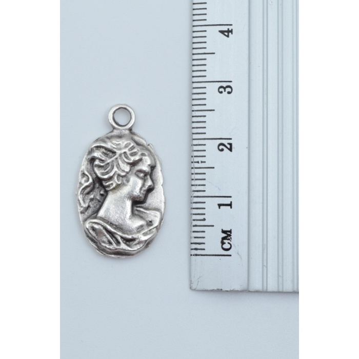 Vintage Cameo Gümüş Kaplama Deri İp Kolye