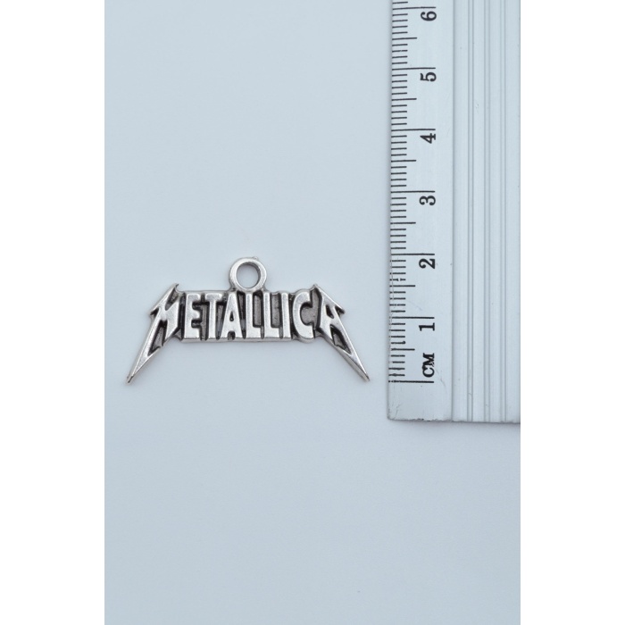 Metallica Gümüş Kaplama Deri İp Kolye