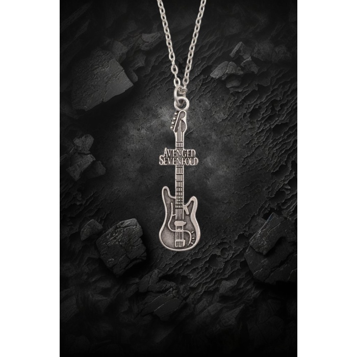 Avenged Sevenfold Elektro Gitar Gümüş Kaplama Düz Zincir Kolye