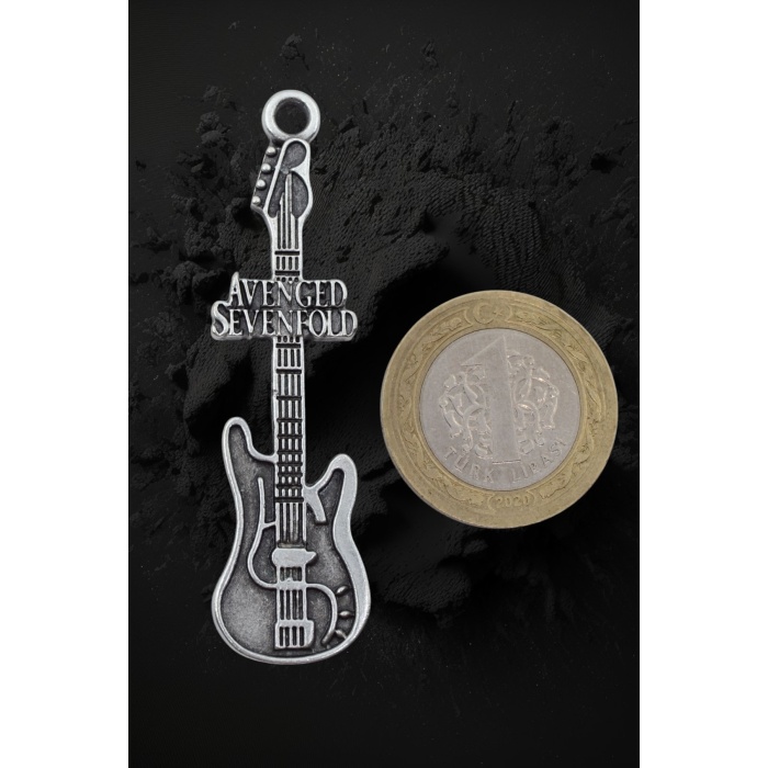 Avenged Sevenfold Elektro Gitar Gümüş Kaplama Düz Zincir Kolye
