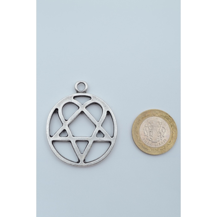 Heartagram Gümüş Kaplama Kolye Ucu