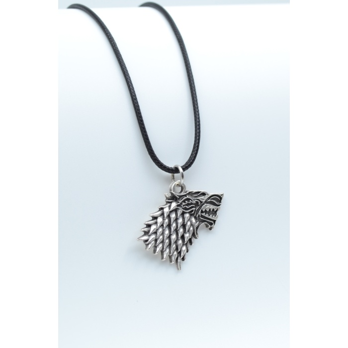 Game Of Thrones Kurt Gümüş Kaplama Deri İp Kolye