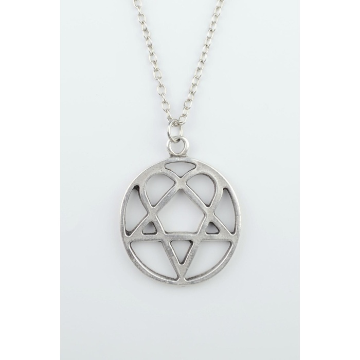 Heartagram Gümüş Kaplama Düz Zincir Kolye